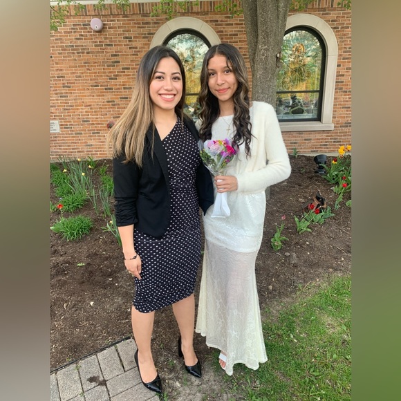 Love x Design One-shoulder tea length black/white polka dot dress - Picture 2 of 4